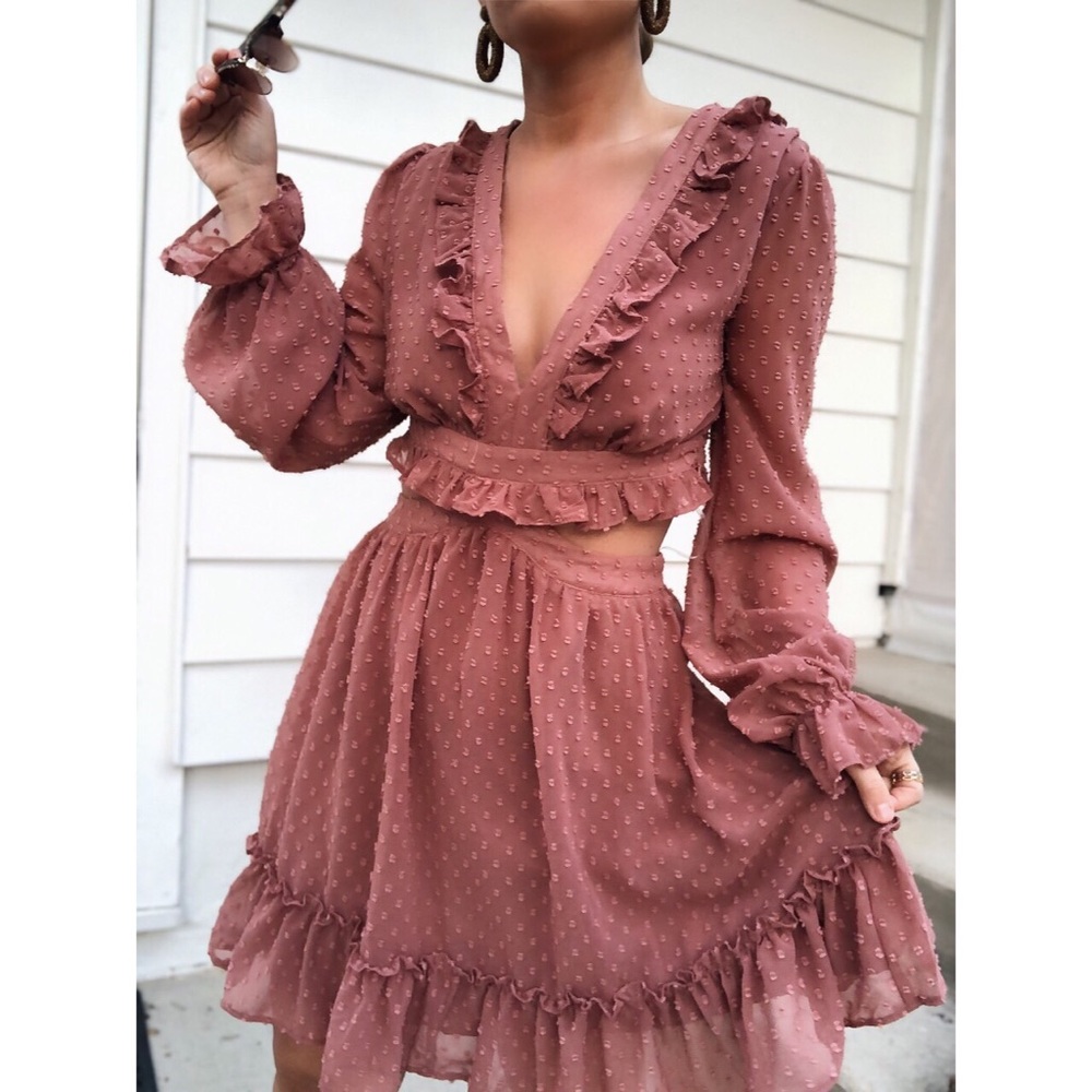 Isabella Swiss Dot Dress - Mauve